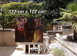 Exceptional & Large Table Xviith. The Apostles & Marie-madeleine At The Source