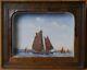 Exceptional Marine Painting With Relief Scottish Fishing Boat 1919 Authentic