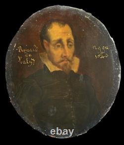 Exceptional Miniature on Wood Depicting Bernard De Palissy & Dated 1540