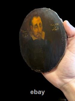 Exceptional Miniature on Wood Depicting Bernard De Palissy & Dated 1540