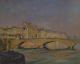 Exceptional Painting Impressionist Oil On Wood River View And Quai