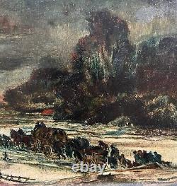 Exodus under the bombs HSP early 20th century. Signed. 16.5 x 22 cm