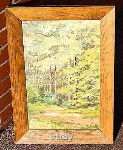 FLEURY. Landscape Under Wood. Oil painting on wooden panel signed