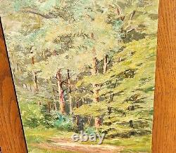 FLEURY. Landscape Under Wood. Oil painting on wooden panel signed