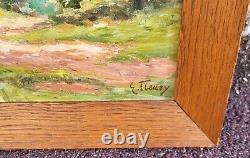 FLEURY. Landscape Under Wood. Oil painting on wooden panel signed