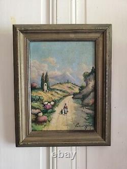 FORTUNÉ Senior oil on wood Walk in Provence animated French school circa 1900