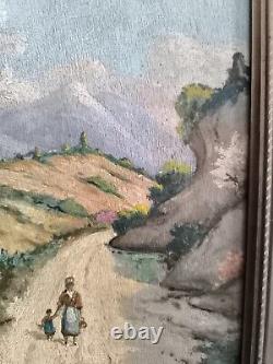 FORTUNÉ Senior oil on wood Walk in Provence animated French school circa 1900