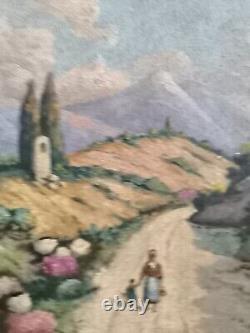 FORTUNÉ Senior oil on wood Walk in Provence animated French school circa 1900