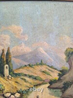 FORTUNÉ Senior oil on wood Walk in Provence animated French school circa 1900