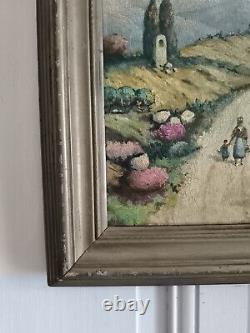 FORTUNÉ Senior oil on wood Walk in Provence animated French school circa 1900