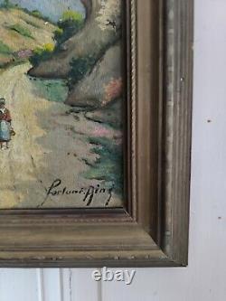 FORTUNÉ Senior oil on wood Walk in Provence animated French school circa 1900