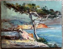F. Izier 19th Century. Beautiful Postimpressionist & Luminous Landscape At The Marine Pin