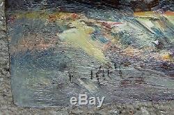 F. Izier 19th Century. Beautiful Postimpressionist & Luminous Landscape At The Marine Pin