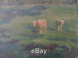 Felix Planquette 1873/1964 Oil On Panel At The River Cow Sign Down Left