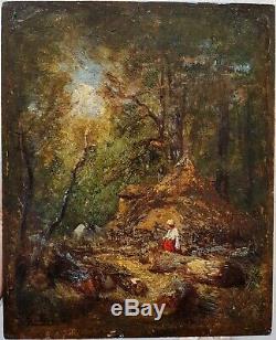 Felix Ziem Fagotière In The Forest Of Fontainebleau Rare Oil C. 1850 ++++