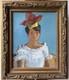 Female Portrait Original Antique Oil Painting 1950-60 Beauty Girl Expressive