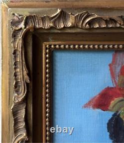 Female Portrait Original Antique Oil Painting 1950-60 Beauty Girl Expressive