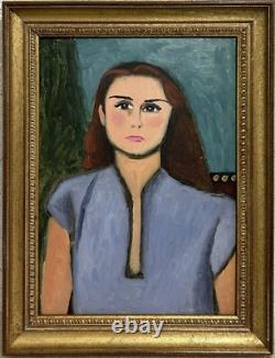 Female Portrait Original Vintage Oil Painting 1951, Beautiful Girl, Signed Framed
