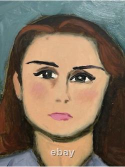 Female Portrait Original Vintage Oil Painting 1951, Beautiful Girl, Signed Framed