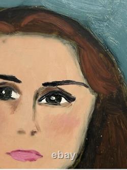 Female Portrait Original Vintage Oil Painting 1951, Beautiful Girl, Signed Framed