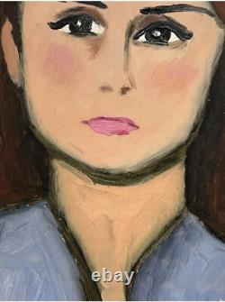 Female Portrait Original Vintage Oil Painting 1951, Beautiful Girl, Signed Framed