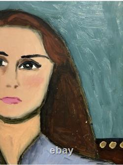 Female Portrait Original Vintage Oil Painting 1951, Beautiful Girl, Signed Framed