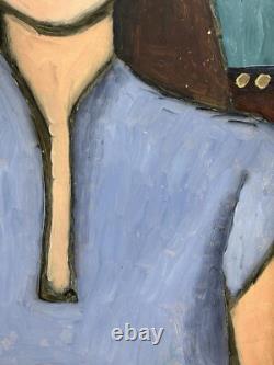 Female Portrait Original Vintage Oil Painting 1951, Beautiful Girl, Signed Framed