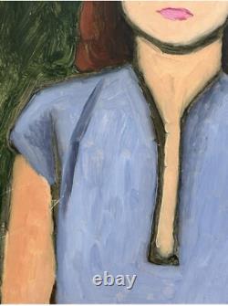 Female Portrait Original Vintage Oil Painting 1951, Beautiful Girl, Signed Framed