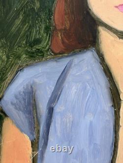 Female Portrait Original Vintage Oil Painting 1951, Beautiful Girl, Signed Framed
