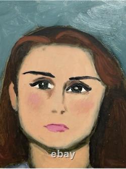 Female Portrait Original Vintage Oil Painting 1951, Beautiful Girl, Signed Framed