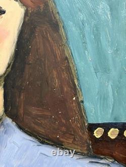 Female Portrait Original Vintage Oil Painting 1951, Beautiful Girl, Signed Framed