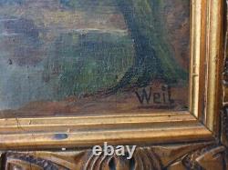 Fernand Weil Oil On Panel Hsp Painting Under Wood Side Gilded Frame