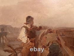 Fishermen at Sea, Oil on Wood Panel, Unsigned