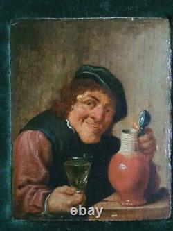 Flemish Painting Of The Seventeenth Century. Portrait Of A Drinker
