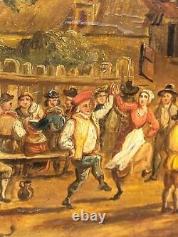 Flemish School of the 17th Century: Village Dances. Oil Painting on Wood Panel