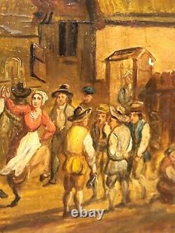 Flemish School of the 17th Century: Village Dances. Oil Painting on Wood Panel