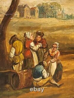 Flemish School of the 17th Century: Village Dances. Oil Painting on Wood Panel