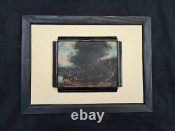 Flemish painting Oil on wood Miniature bucolic landscape + 4 new CDs