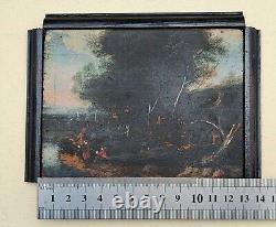 Flemish painting Oil on wood Miniature bucolic landscape + 4 new CDs