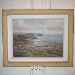 Flower Coast of Belle-Île-en-Mer, heather oil on wood framed 1932 anonymous