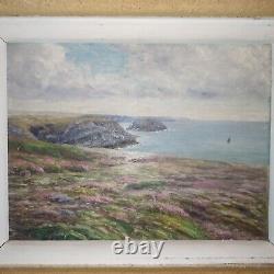 Flower Coast of Belle-Île-en-Mer, heather oil on wood framed 1932 anonymous