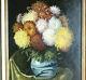 Flowers In A Vase Grand Table Ancient 19th Signed In Red On Mahogany Wood