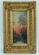 Forest Scene At Dusk Oil On Wood Panel Signed 19th Century