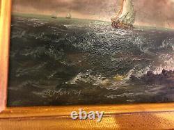 Former English School, Marine Scene, Oil On Wood Signed