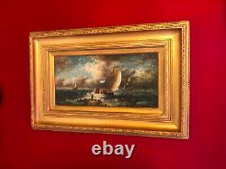 Former English School, Marine Scene, Oil On Wood Signed