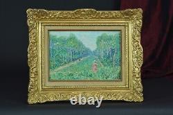 Former Landscape Painting Pointillist Camille Lesné Les Pins Royan Le Parc Animé