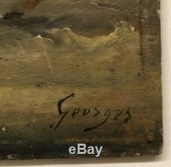 Former Marine Painting Oil On Panel Signed Wood Georges XIX # 2