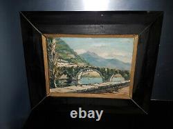 Former Oil On Wood Panel Basque Painting Signed Jiva Around 1950 Old Painting