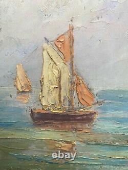 Former Painting Hsp Mediterranean Marine Sailors Signed Larville + Frame