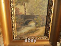 Former Painting Oil Landscape Underwood Barbizon Bridge Late Xixth Signed River